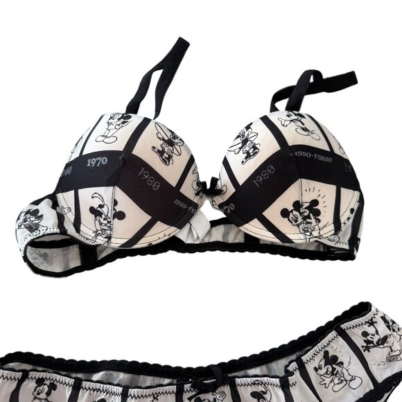 Dolce Gabbana ultra rare mickey mini Bra and cheeky pantie set Y2K VTG 70B 32B - Picture 1 of 16